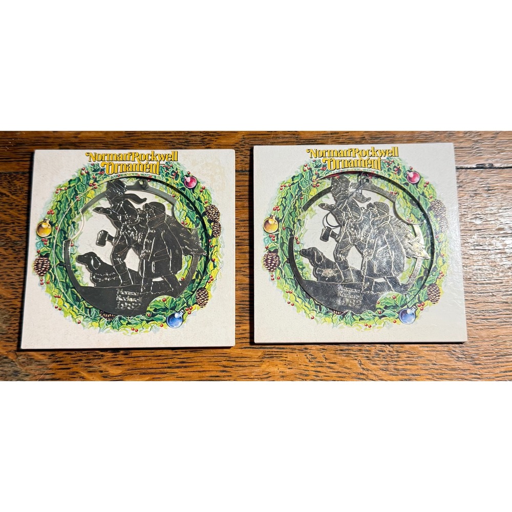 Lot of 2 Norman Rockwell 1982 Christmas Ornaments McDonalds Coca-Cola Vintage